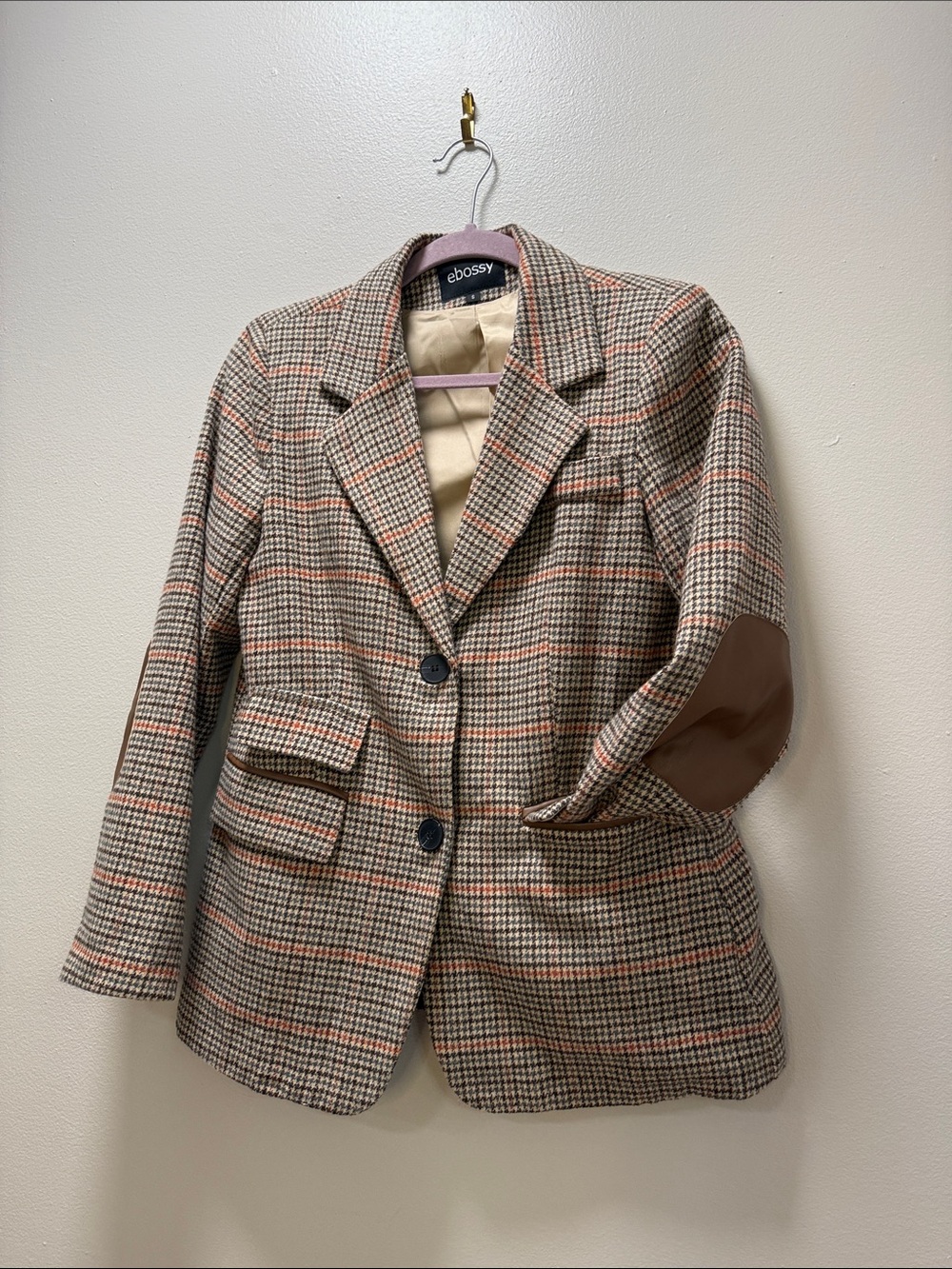 Plaid Blazer - Riding Blazer Look - Beige, Brown and Orange